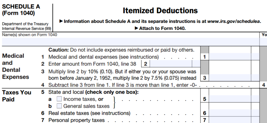 schedule A IRS form